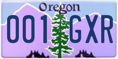 OR license plate 001GXR