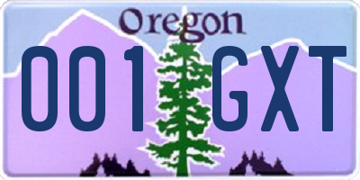OR license plate 001GXT