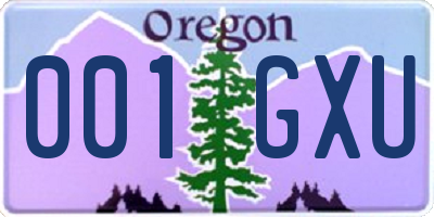 OR license plate 001GXU