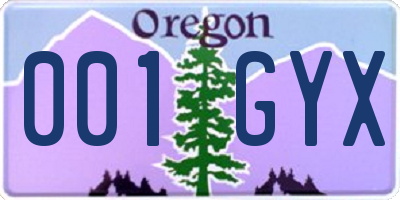 OR license plate 001GYX