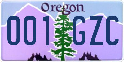 OR license plate 001GZC
