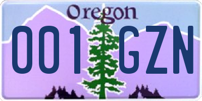 OR license plate 001GZN