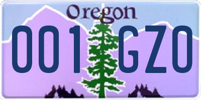 OR license plate 001GZO