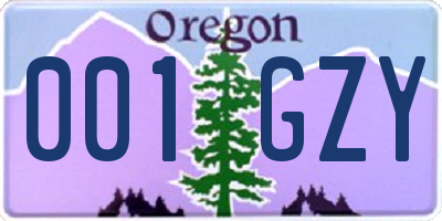OR license plate 001GZY