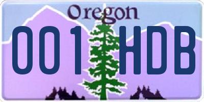 OR license plate 001HDB