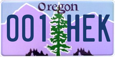 OR license plate 001HEK