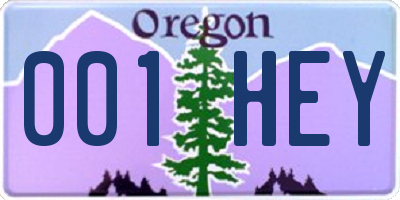 OR license plate 001HEY