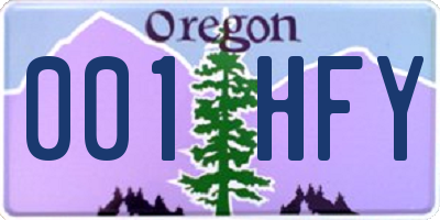 OR license plate 001HFY
