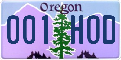 OR license plate 001HOD