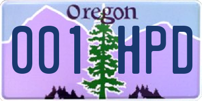OR license plate 001HPD
