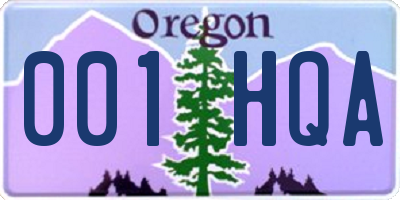 OR license plate 001HQA