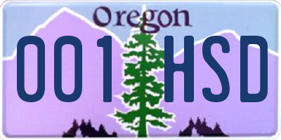 OR license plate 001HSD