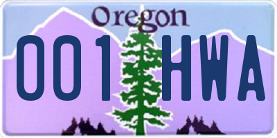 OR license plate 001HWA