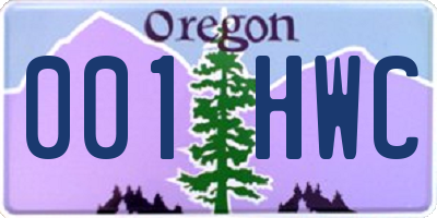 OR license plate 001HWC