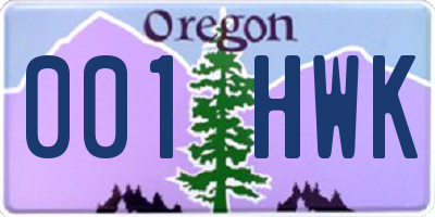 OR license plate 001HWK
