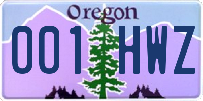OR license plate 001HWZ