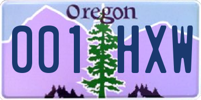 OR license plate 001HXW