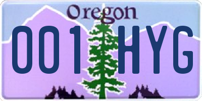 OR license plate 001HYG