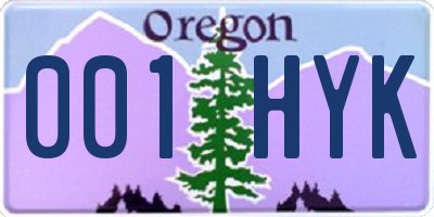 OR license plate 001HYK
