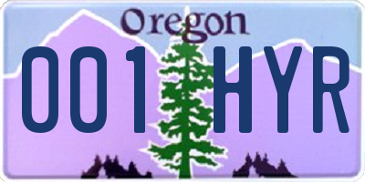 OR license plate 001HYR