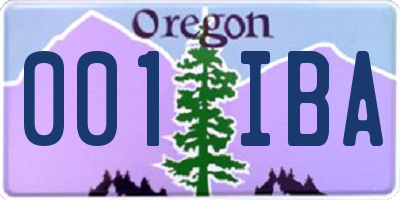 OR license plate 001IBA
