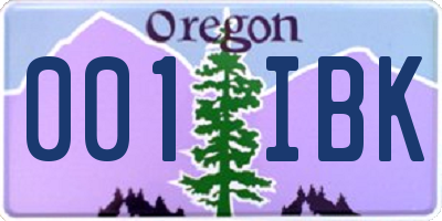 OR license plate 001IBK