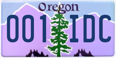 OR license plate 001IDC