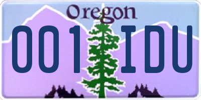OR license plate 001IDU