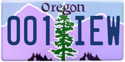 OR license plate 001IEW