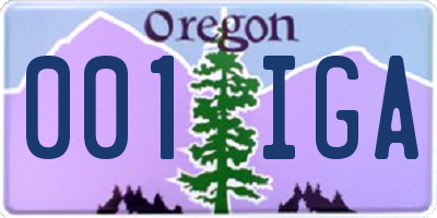 OR license plate 001IGA