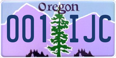 OR license plate 001IJC