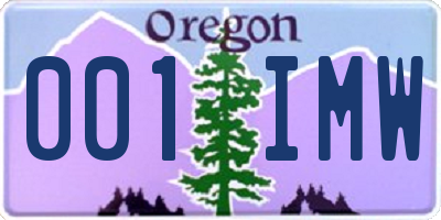 OR license plate 001IMW