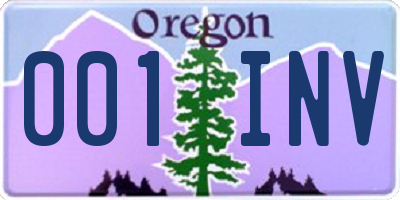 OR license plate 001INV