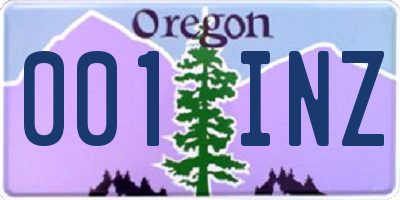 OR license plate 001INZ
