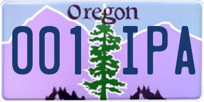 OR license plate 001IPA
