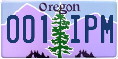 OR license plate 001IPM