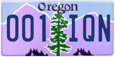 OR license plate 001IQN