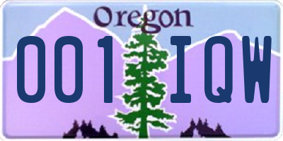 OR license plate 001IQW
