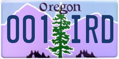 OR license plate 001IRD