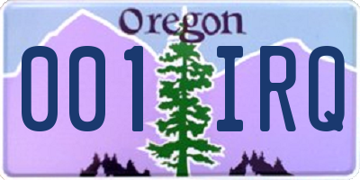 OR license plate 001IRQ