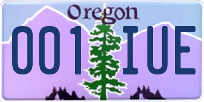 OR license plate 001IUE