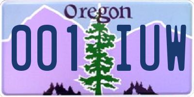 OR license plate 001IUW