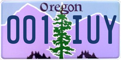 OR license plate 001IUY