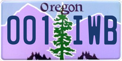 OR license plate 001IWB