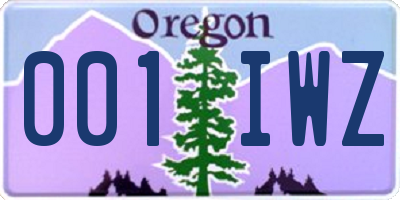 OR license plate 001IWZ