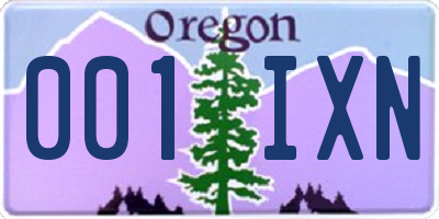 OR license plate 001IXN