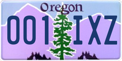 OR license plate 001IXZ