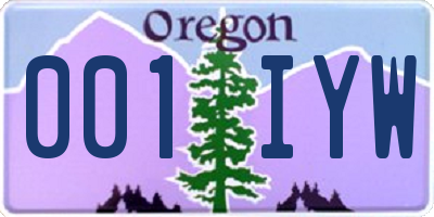 OR license plate 001IYW