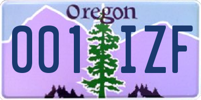 OR license plate 001IZF