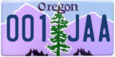 OR license plate 001JAA